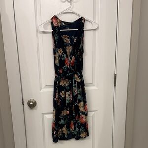Navy Floral Midi Dress